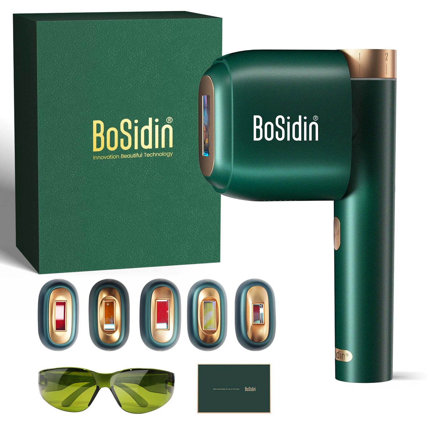 Laser Hair Removal, BoSidin IPL Hair Removal with Painless Ice-Cooling, 2-in-1 Face SR Rejuvenation, 6+1 Modes, 6 Levels Hair Removal for Women Permanent, Laser Hair Removal Kit with Shaver, Goggles - Medaid International