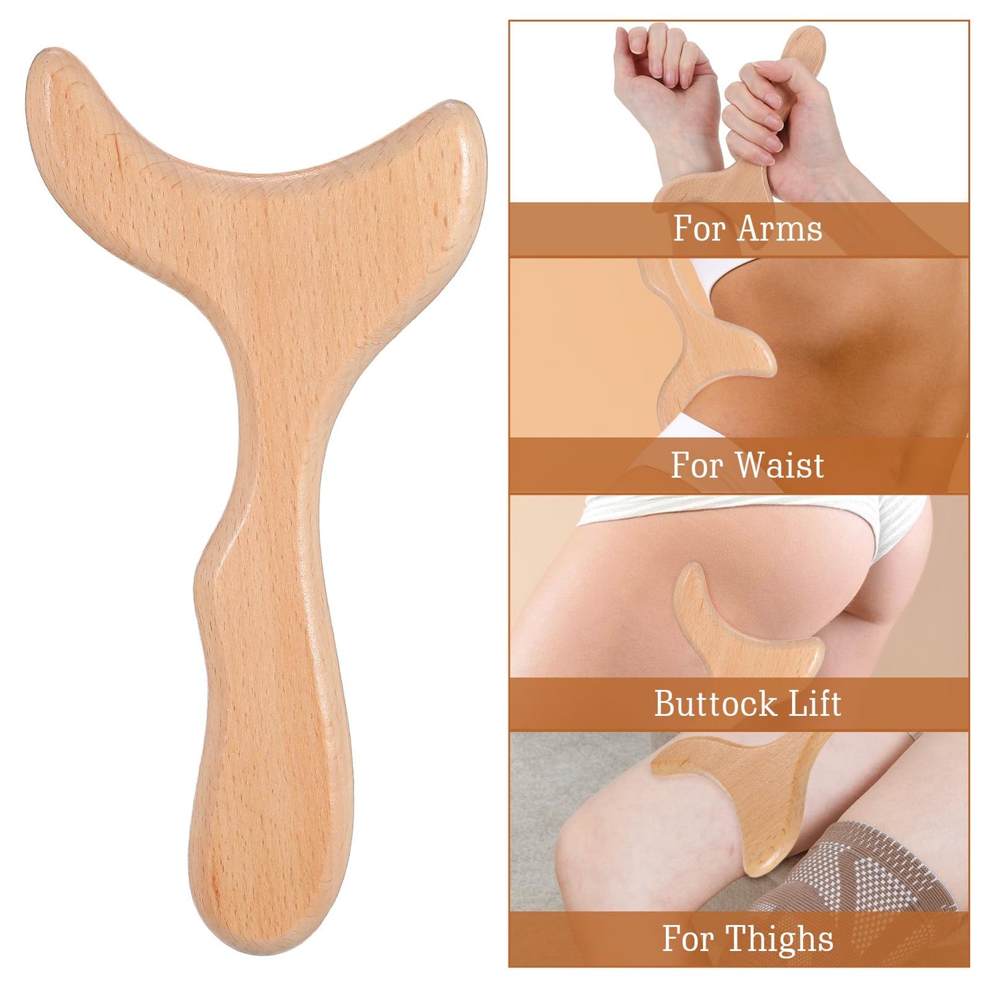Ymapinc Wood Therapy Massage Tools, Small Fishtail Massage Tool,Lymphatic Drainage Massager,Body Gua Sha Tool for Muscle Relaxation, Body Sculpting Cellulite Reduction - Medaid International