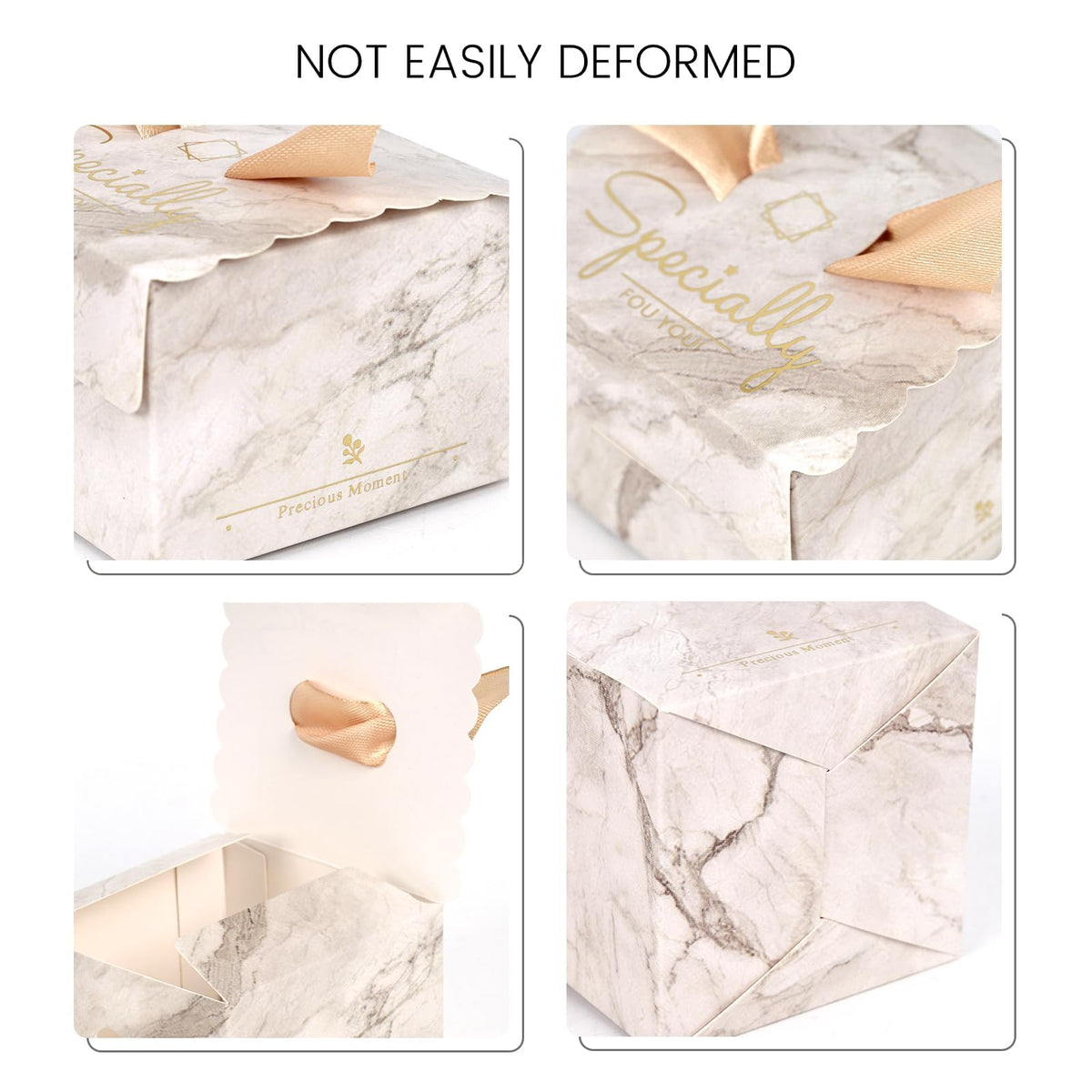 KASTWAVE 20 Pack Small Marble White Gift Candy Boxes, Party Favor Boxes with Ribbon for Wedding, Baby Shower, Birthday Party Decorations (2.6x2.6x1.8 inch)