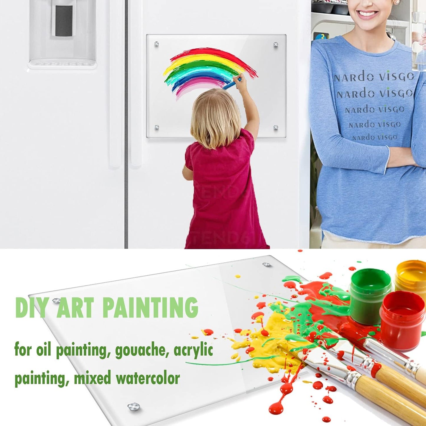 ChicRosa RR RAXMIN Acrylic Note Board Refrigerator Dry Erase Board Magnetic Clear 15”x11" Includes 4 Dry Erase Markers
