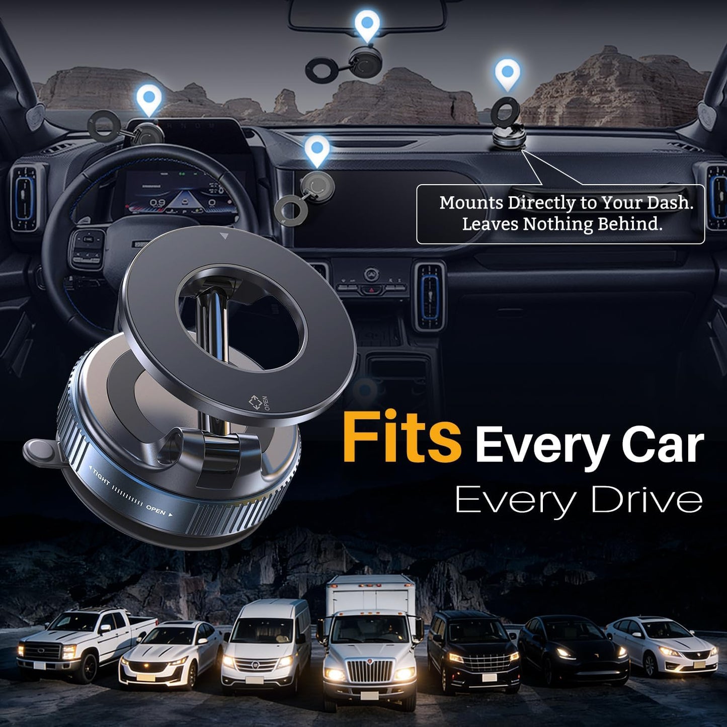 360 Adjustable Vacuum Magnetic Phone Holder for Car