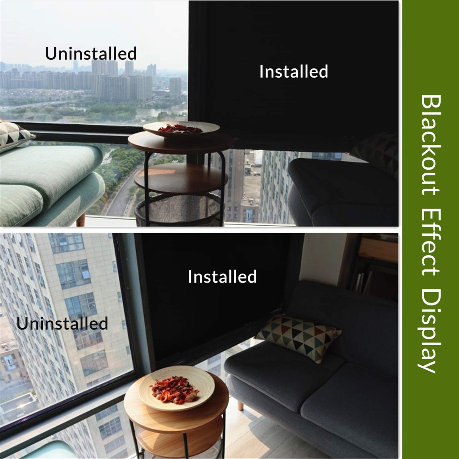 VELIMAX Static Cling Total Blackout Window Film Privacy Room Darkening Window Tint Black Window Cover 100% Light Blocking No Glue (17.7 x 78.7 inches) - Medaid International