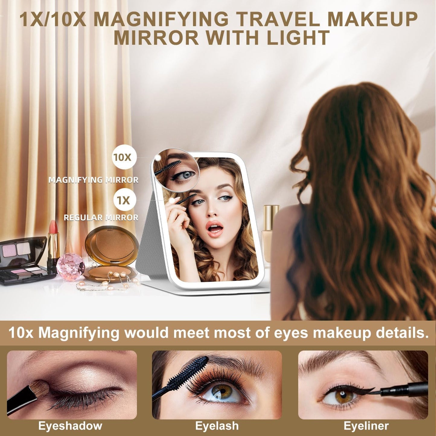 Foldable LED Makeup Mirror