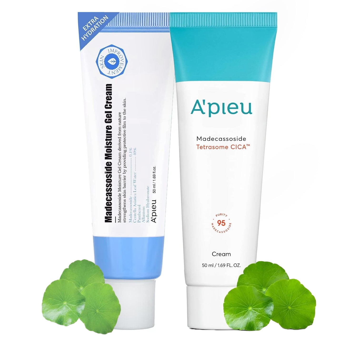 A’PIEU Madecassoside Skincare Bundle – Moisture Gel Cream & Tetrasome Cica Cream (2 x 1.69 fl oz) – Hydrating & Calming Set for Dry, Sensitive, and Combination Skin – Centella Asiatica, Panthenol - Medaid International