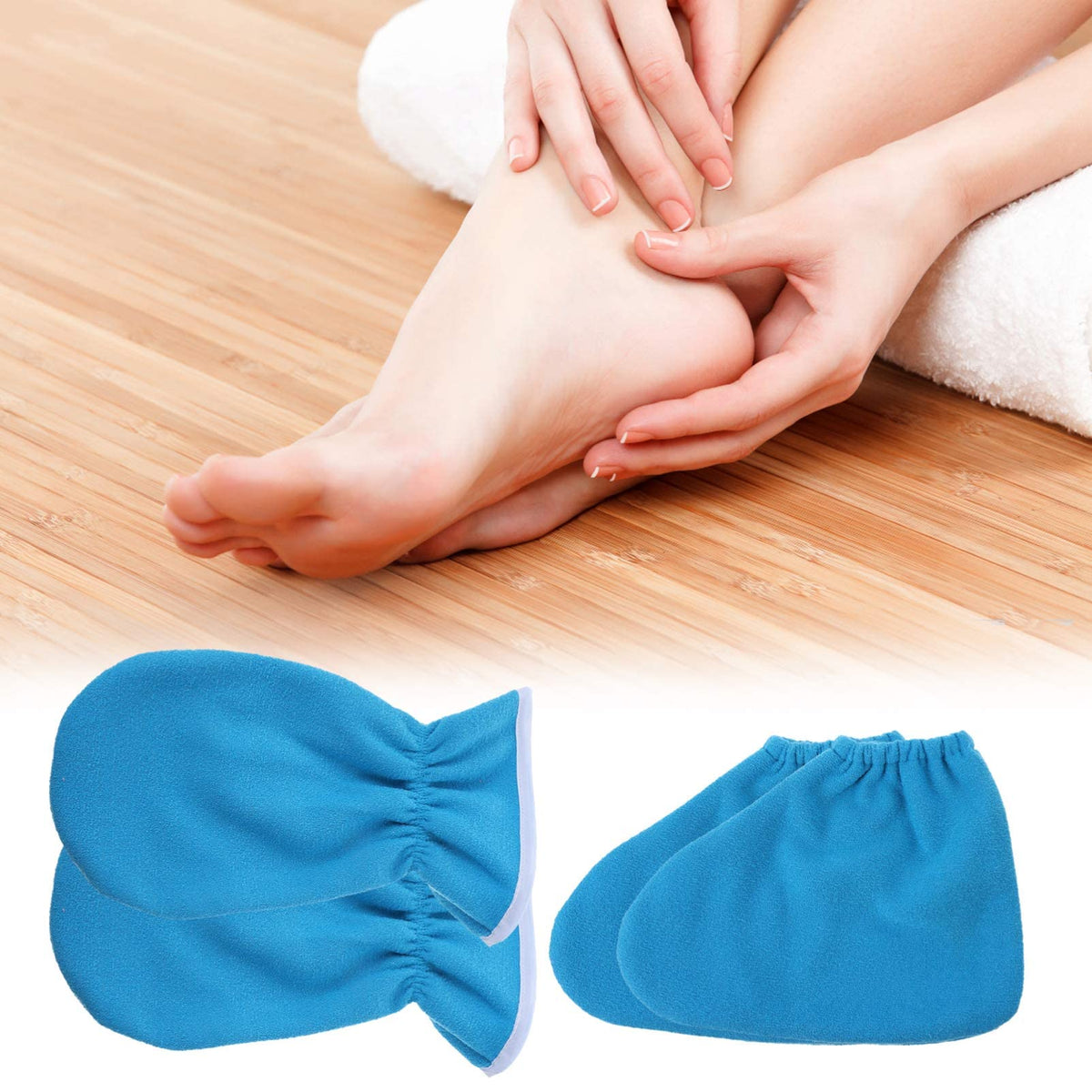 TERRIFI 4 PCS Paraffin Wax Bath Gloves and Booties, Paraffin Wax Warmer Insulated Mitts, Foot Spa Cover, Moisturizing Work Gloves, Hand Treatment Kit