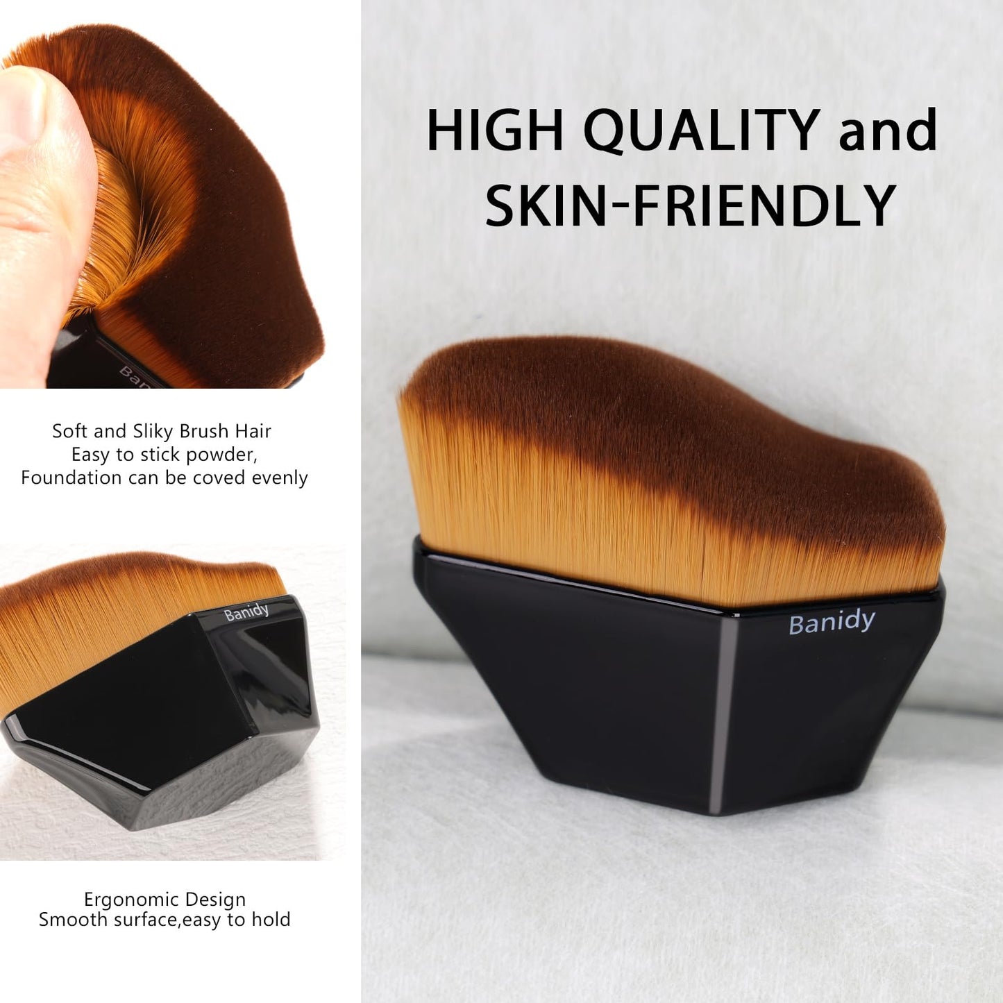 Premium Foundation Brush, Beauty Blender Brushes for Blending Liquid Hexagon Face Blush Liquid Powder Foundation Brush with Protective Case - Medaid International