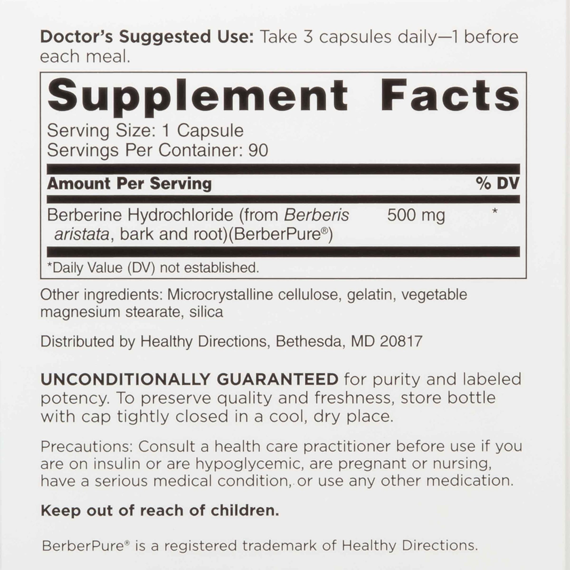 DOCTORS' PREFERRED Berberine Clinical Grade Supplement - Doctor Formulated | 1500 mg per Daily Serving | 90 Count - Medaid International