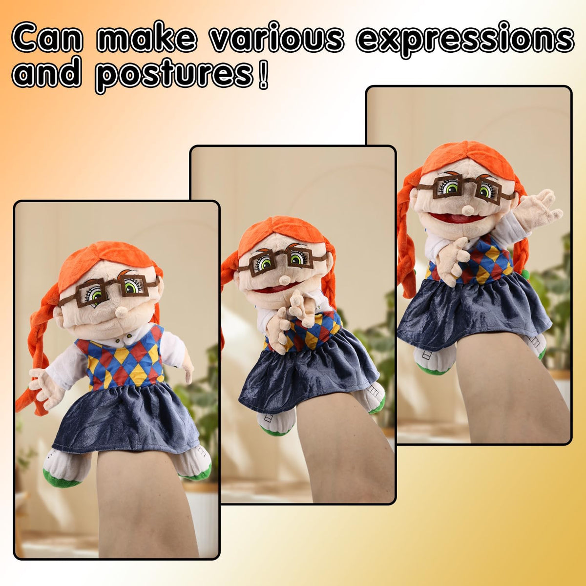 KASTWAVE Jeffy Hand Puppets for Kid, Jeffy's Classmates JR Hand Puppet Toys to Role Play Cute Cartoon Puppets for Adults Kids Interactive Performance Storytelling (Girl)