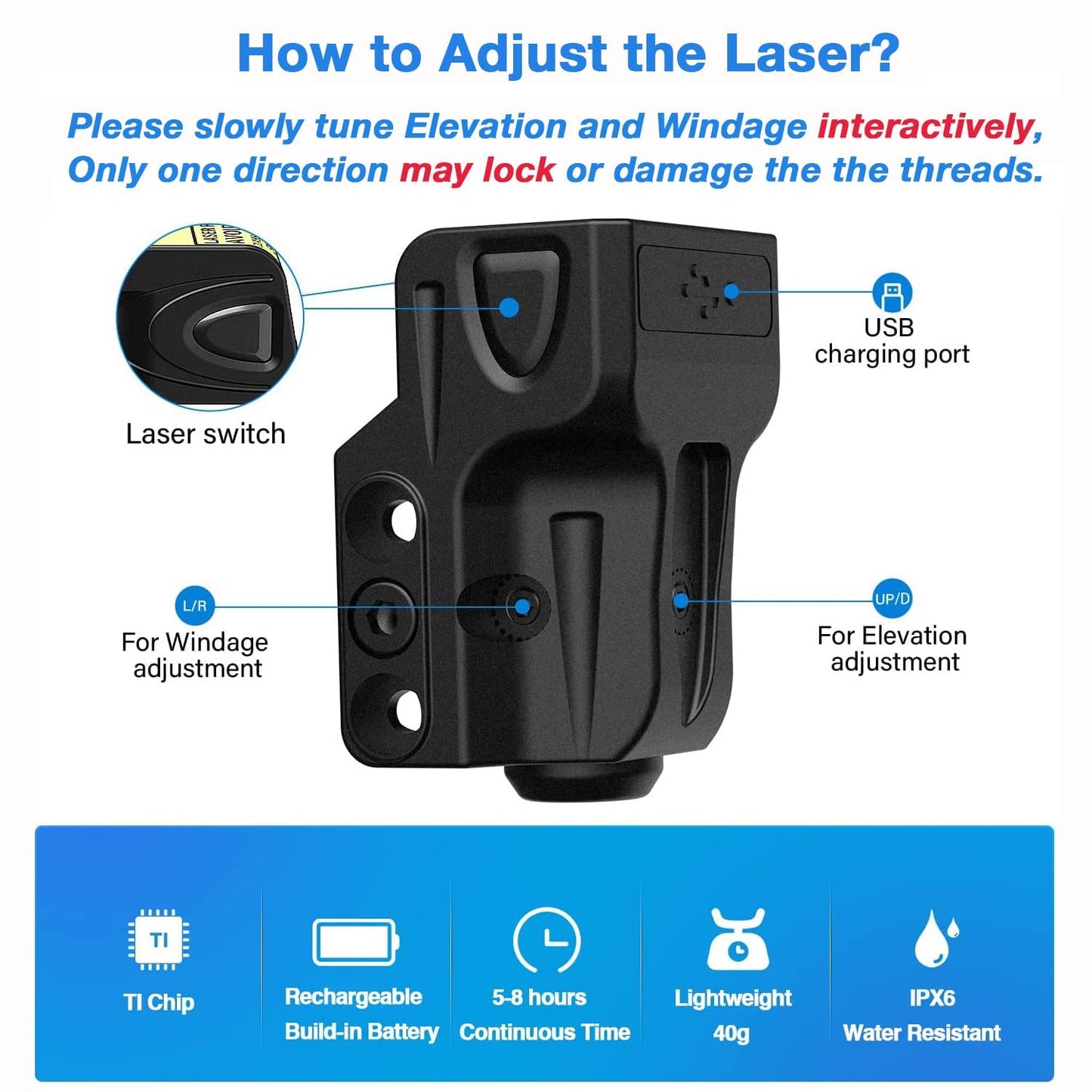 Gmconn Infrared (IR) Laser Rechargeable for Pistol/Handgun with Night Version, IR Beams for Guns, Beam Output: <5mW, Class I - Medaid International