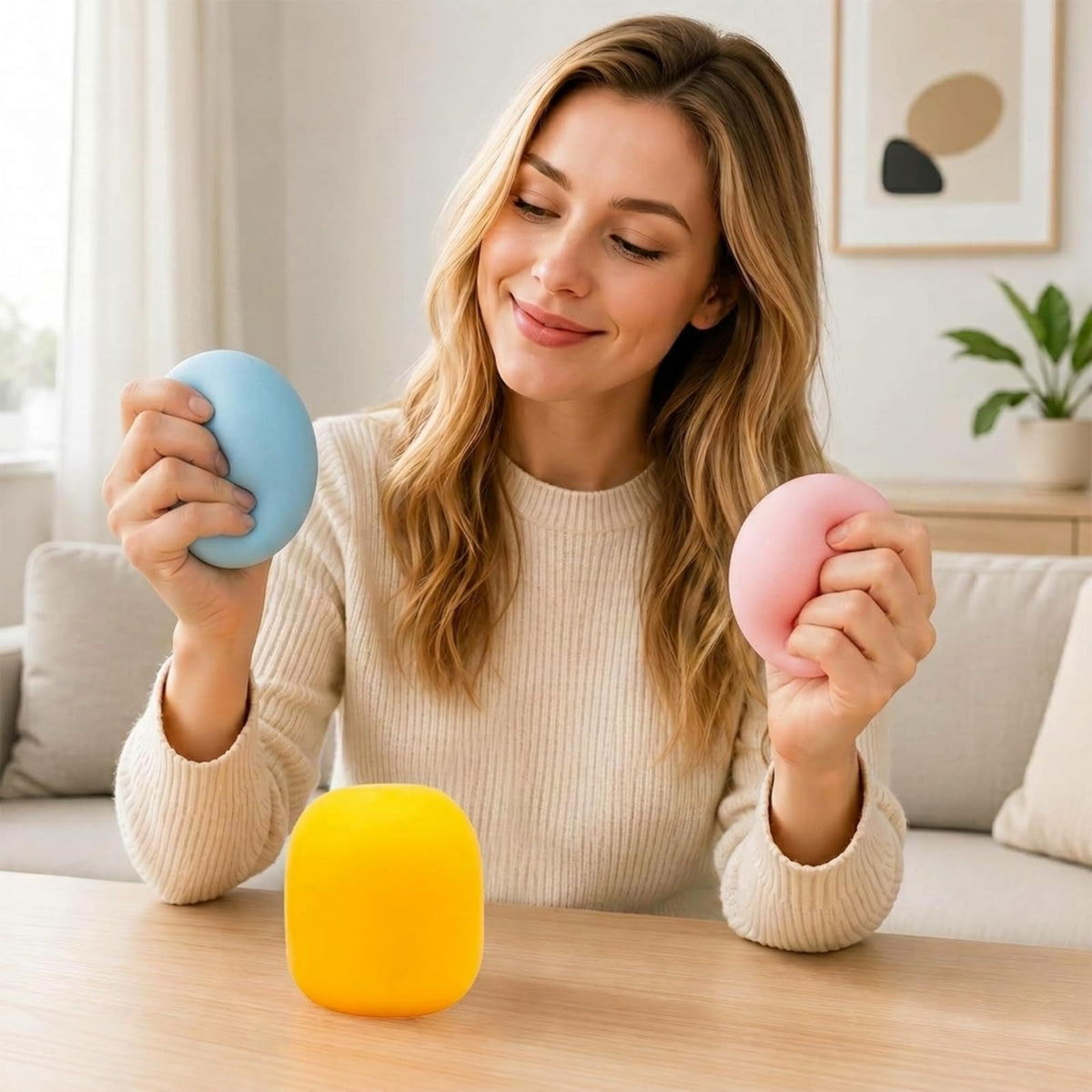 Squeeze Soft Square Malt Sugar Filled Slow Stress Balls (Yellow)