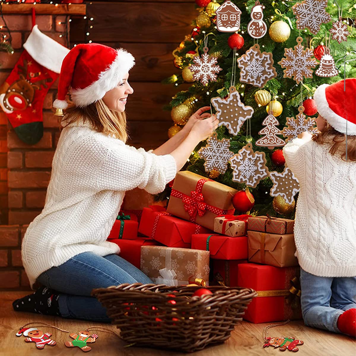 Christmas Tree Ornaments Set - 20pcs Snowflake Decorations, Hanging Xmas Baubles for Home Party Holiday Decor - Medaid International