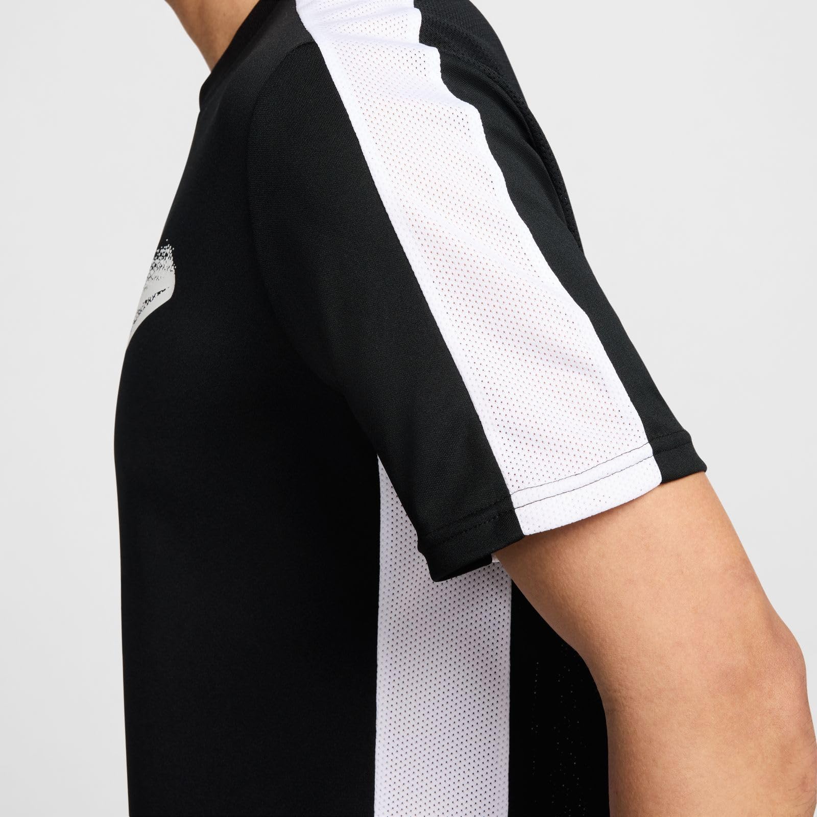 Nike Academy Men's Dri-FIT Short-Sleeve Soccer Top (Black/White/White, FZ0408-010) Size Small - Medaid International