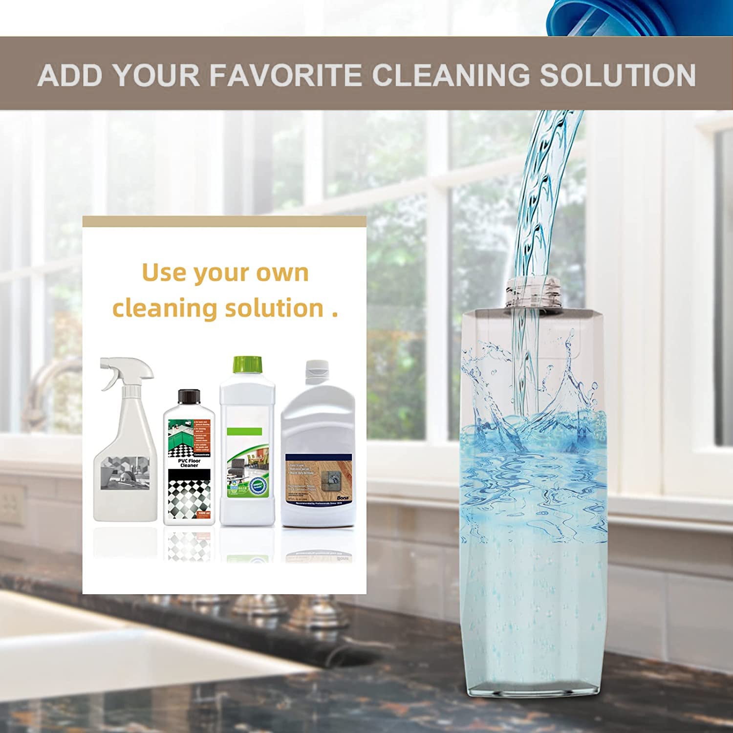 Microfiber Spray Mop for Floor Cleaning, Dry Wet Wood Floor Mop with 3 pcs Washable Pads, Handle Flat Mop with Sprayer for Kitchen Wood Floor Hardwood Laminate Ceramic Tiles Dust - Medaid International