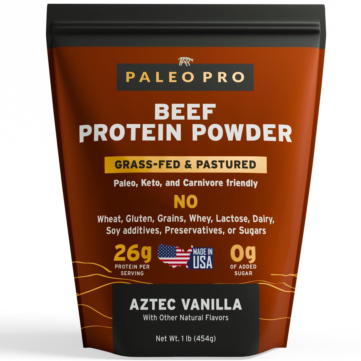 Paleo Pro 26G Beef Protein Powder - Grass Fed Protein Powder Isolate - Pure Animal Based Pastured & Cage-Free | Dairy & Gluten Free, Natural & Clean Proteins for Paleo & Keto - 15 Days Supply Vanilla - Medaid International