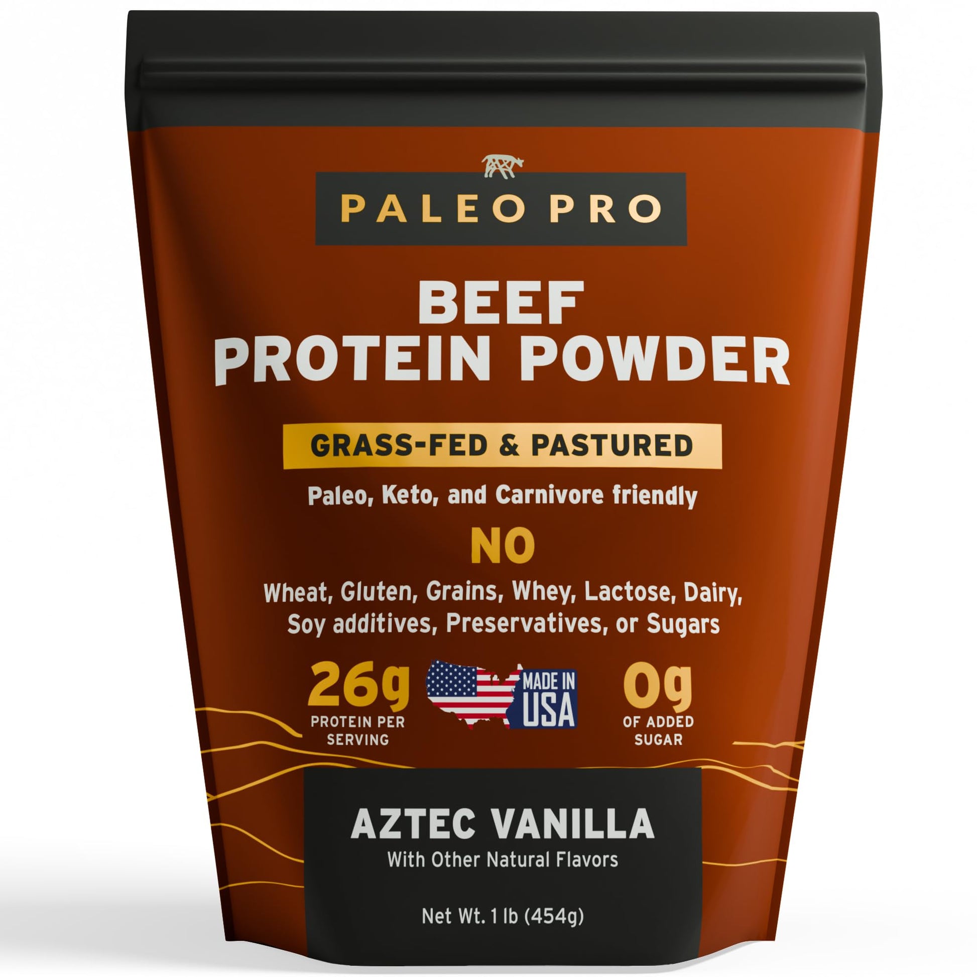 Paleo Pro 26G Beef Protein Powder - Grass Fed Protein Powder Isolate - Pure Animal Based Pastured & Cage-Free | Dairy & Gluten Free, Natural & Clean Proteins for Paleo & Keto - 15 Days Supply Vanilla - Medaid International