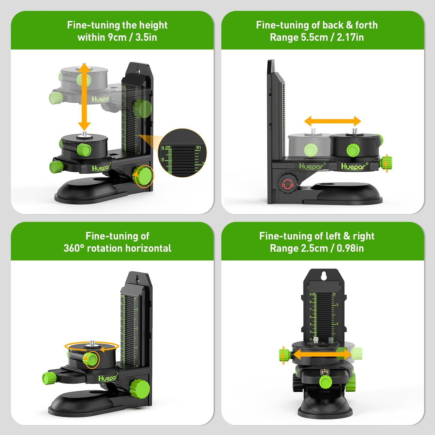 Huepar Laser Level 360 Self Leveling, 16 Lines High Accuracy ±1/9" Green Laser Level with Remote Control, 4x360 Cross Line Tiling Floor Laser Tool, 4D for Construction 904DG - Medaid International