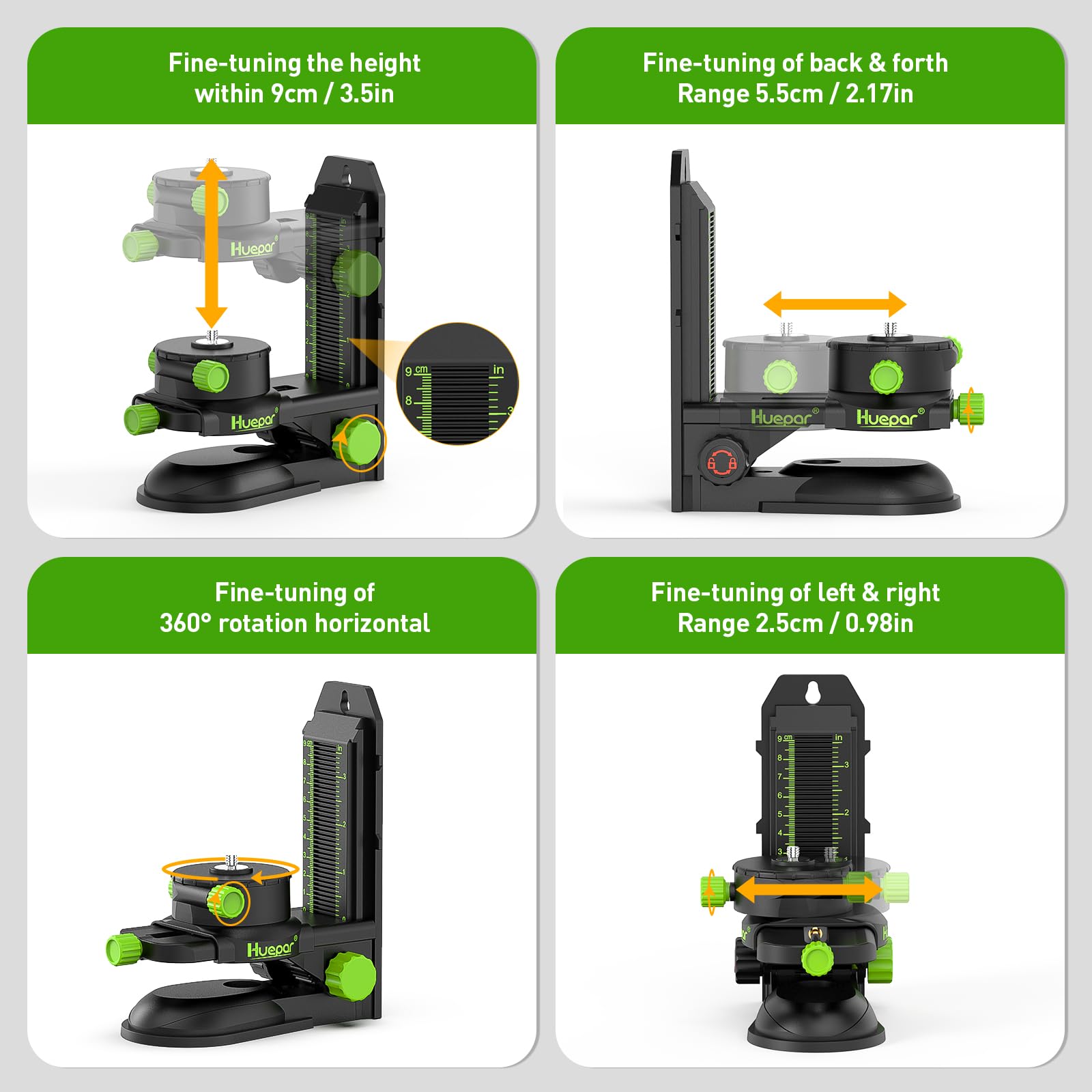Huepar Laser Level 360 Self Leveling, 16 Lines High Accuracy ±1/9" Green Laser Level with Remote Control, 4x360 Cross Line Tiling Floor Laser Tool, 4D for Construction 904DG - Medaid International