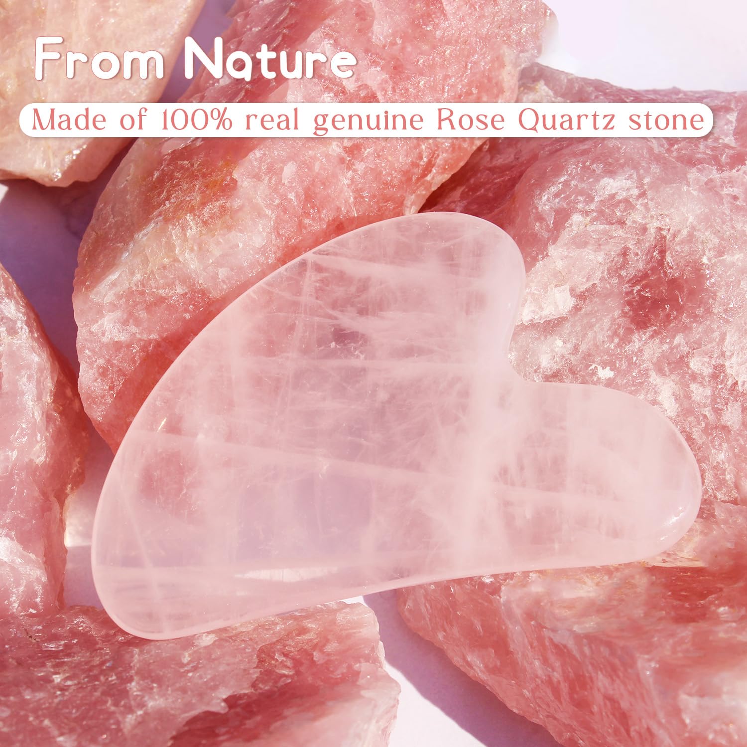 Gua Sha Rose Quartz Massage Tool, Facial Tool for Scraping and SPA Acupuncture Therapy, Heart Shape Trigger Point Treatment on Face (Rose Quartz) - Medaid International