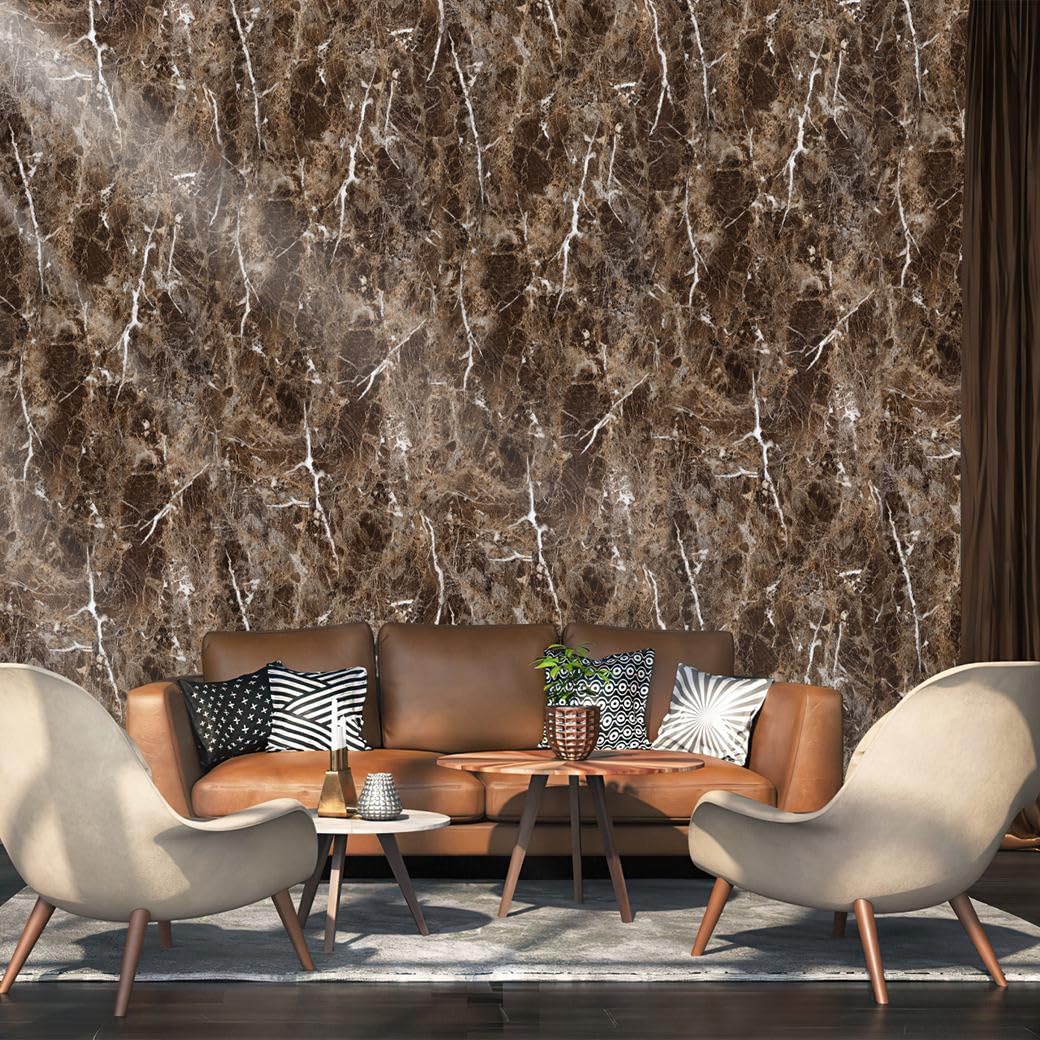 Arthome Brown Marble Paper,15.7x122 inch Self Adhesive Wallpaper Waterproof PVC Vinyl, Oil Proof, Vinyl Paper for Furniture Cover Surface,Countertop,Kitchen,Shelf Liner - Medaid International