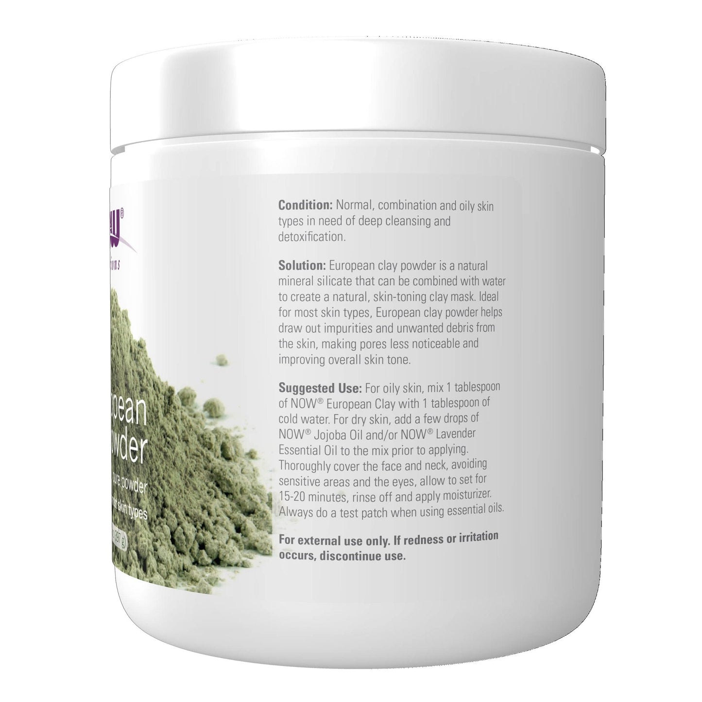 NOW Foods Solutions, European Clay Powder, Pure Powder for a Detox Facial Cleansing Mask, 14-Ounce - Medaid International