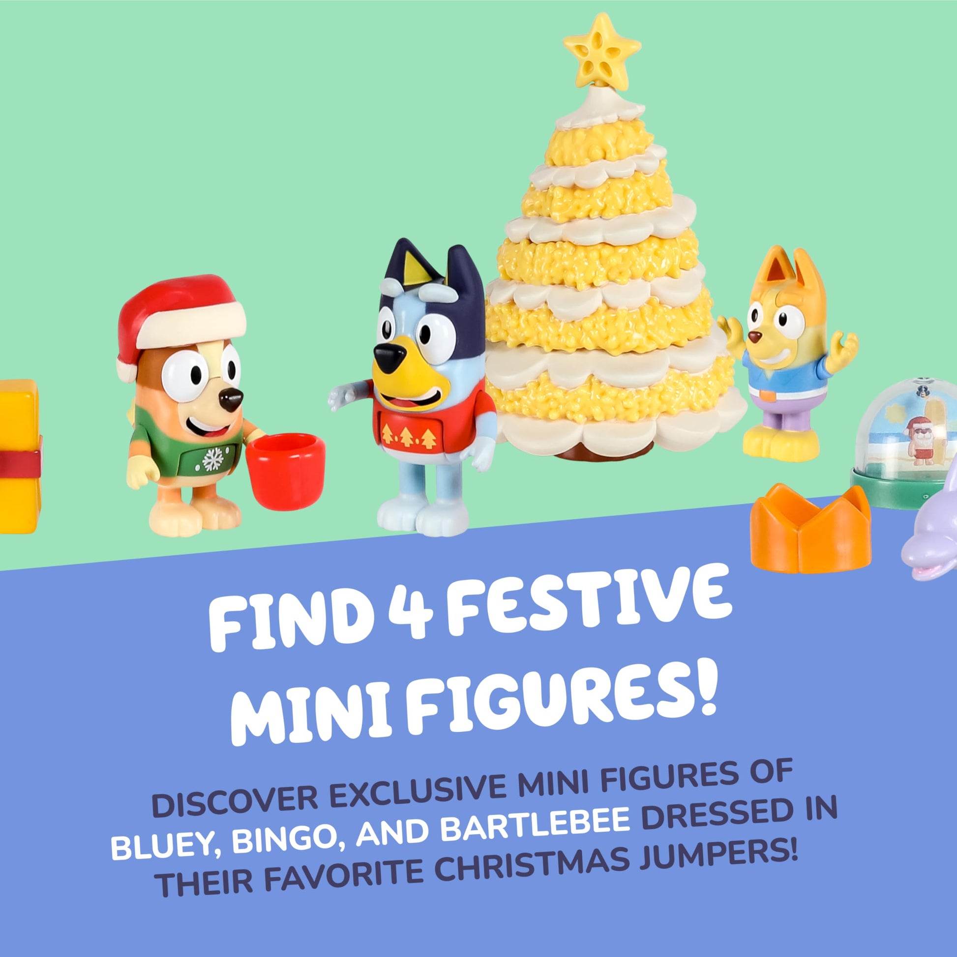 Bluey Advent Calendar Pack Toys for Girls and Boys, 24 Days of Surprises, Kids 2025 Advent Calendar w/Accessories, Stickers & Mini Christmas Tree - Medaid International
