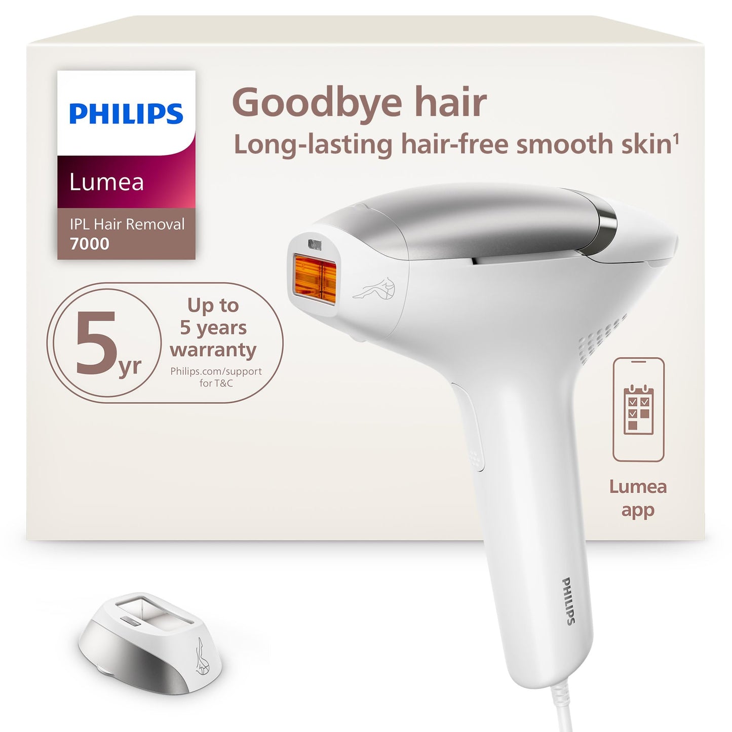 Philips Lumea 7000 Series IPL Hair Removal Device - Permanent Visible Hair Reduction Done at Home, SenseIQ Technology, Uniquely Curved Attachment for Body, for Women & Men, BRI931/03 - Medaid International