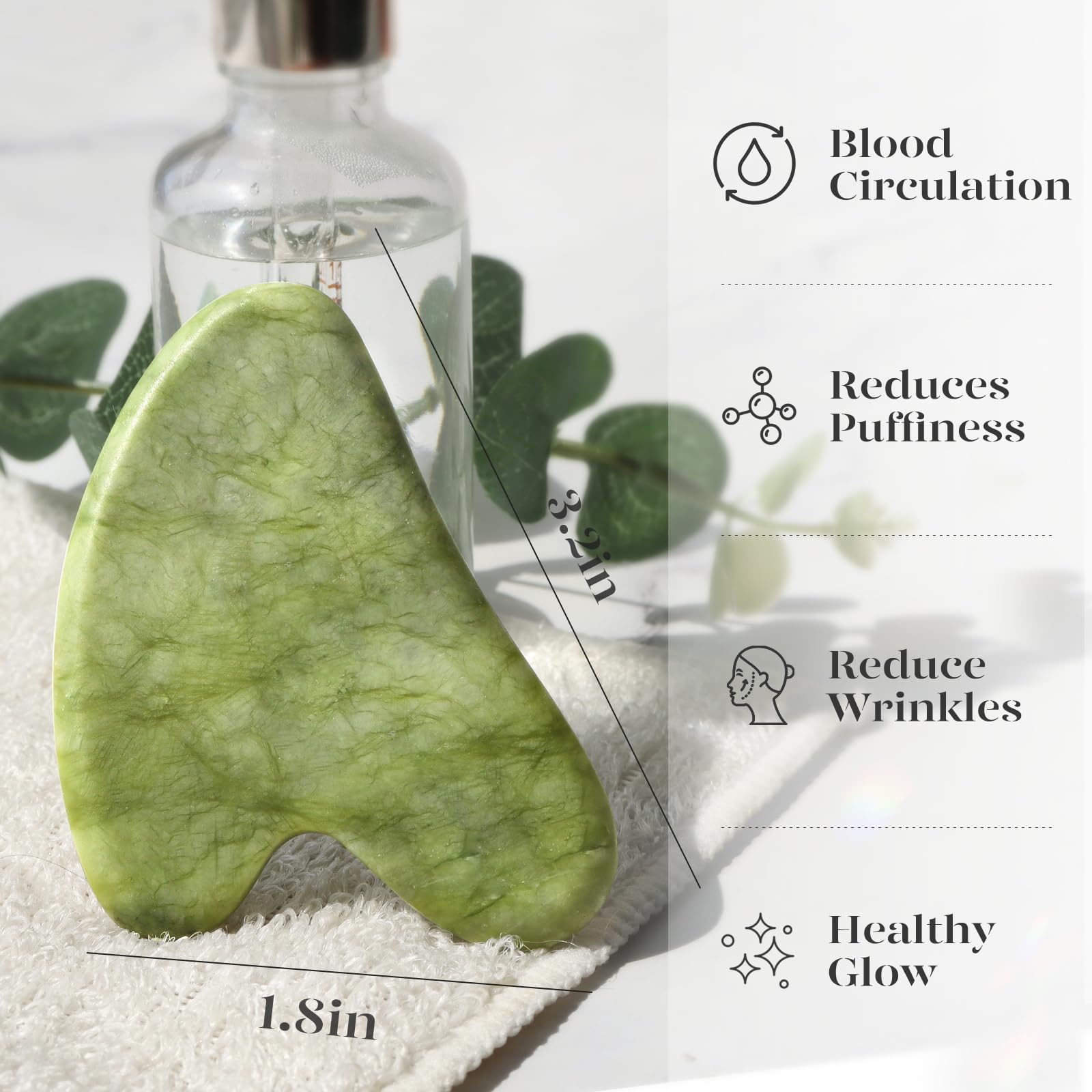 BAIMEI IcyMe Gua Sha Facial Tools Face Massager for Skin Care, Relaxation and Reduce Wrinkles Puffiness Skin Care Tools, Self Care Gift for Men Women - Xiuyan Jade - Medaid International