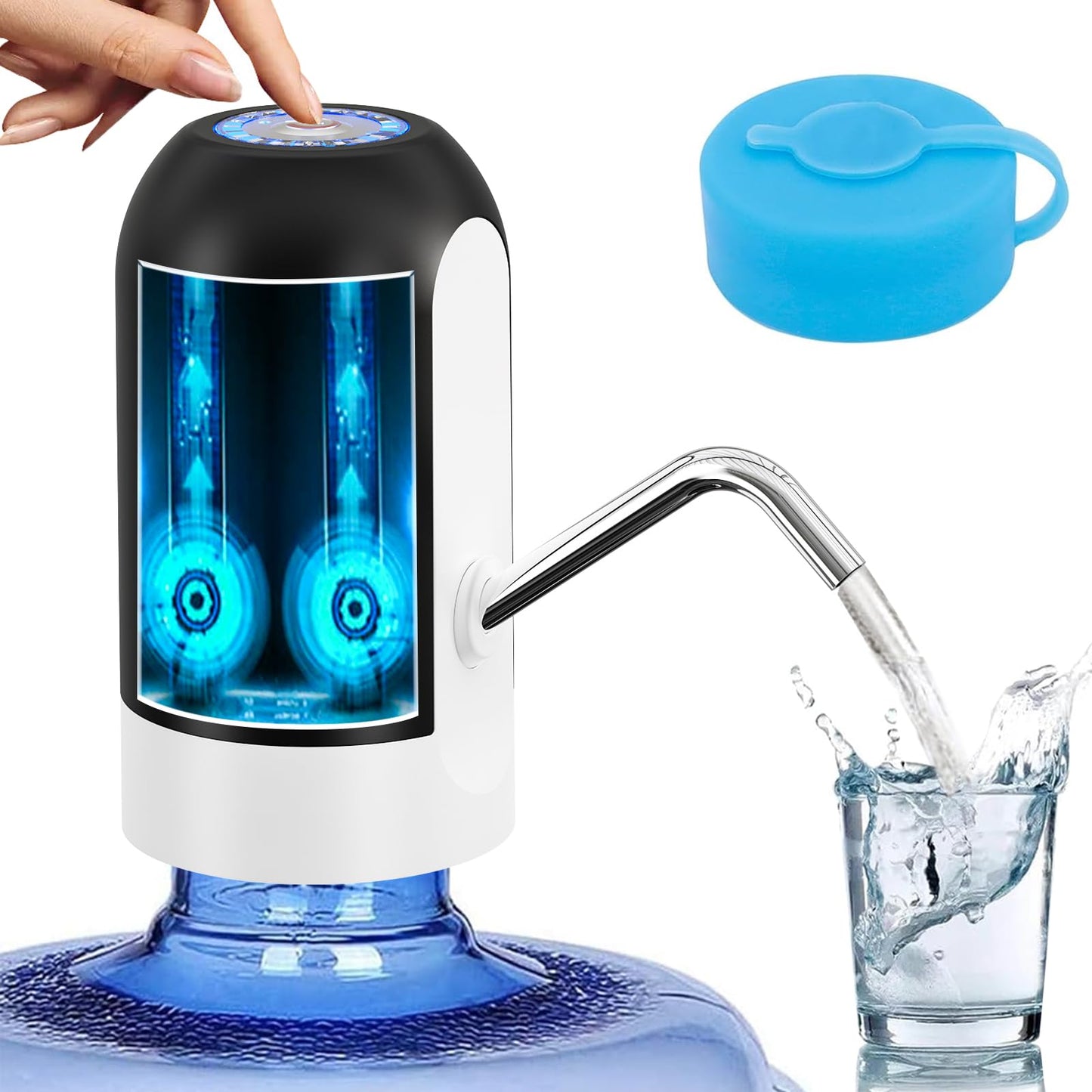 Myvision Water Dispenser for 5 Gallon Bottle, Portable USB Charging Electric Water Pump, Drinking Water Jug Pump for Home, Kitchen, Living Room, Office, Camping, Universal for 3-5 Gallon (Black) - Medaid International