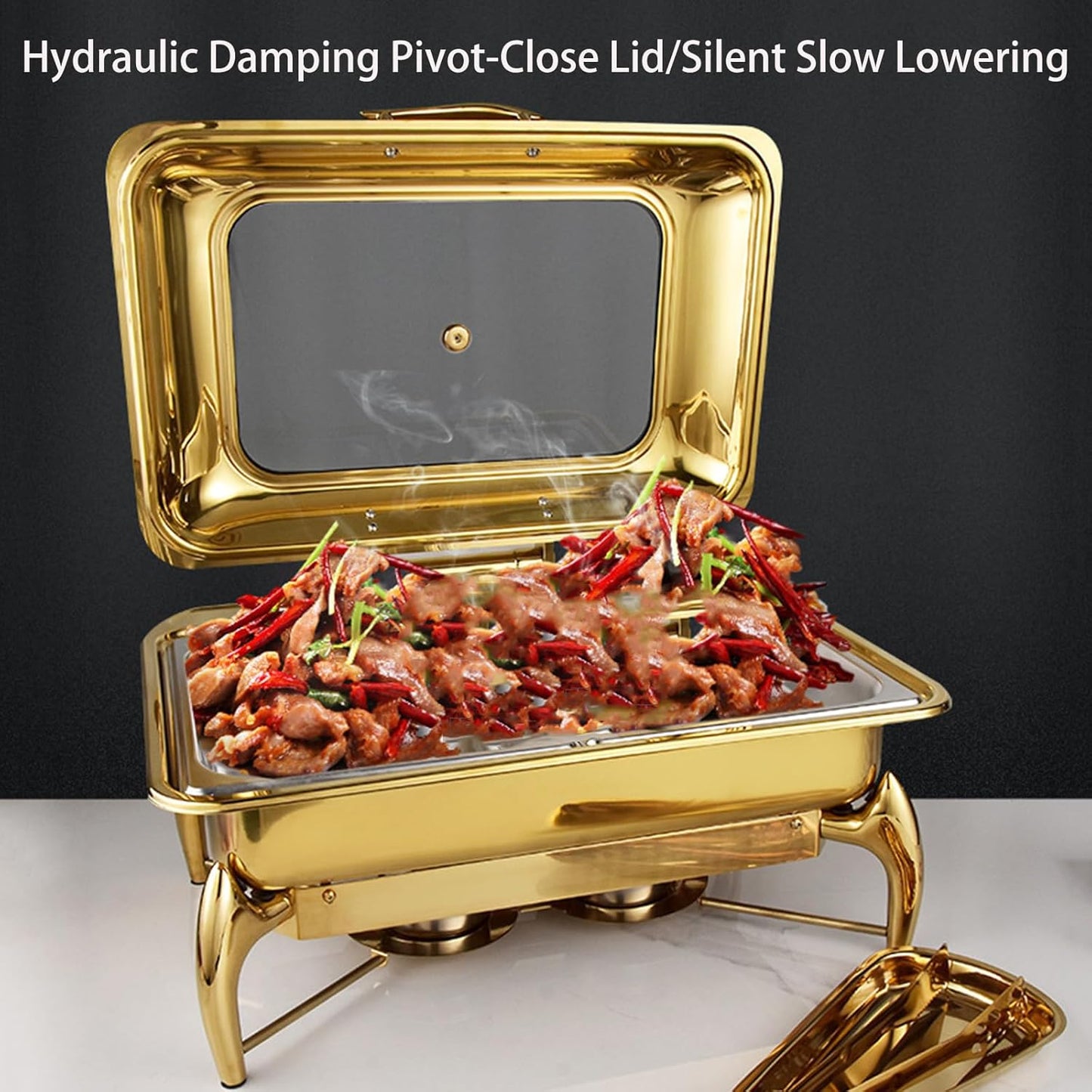 square dining stove with full gold surface