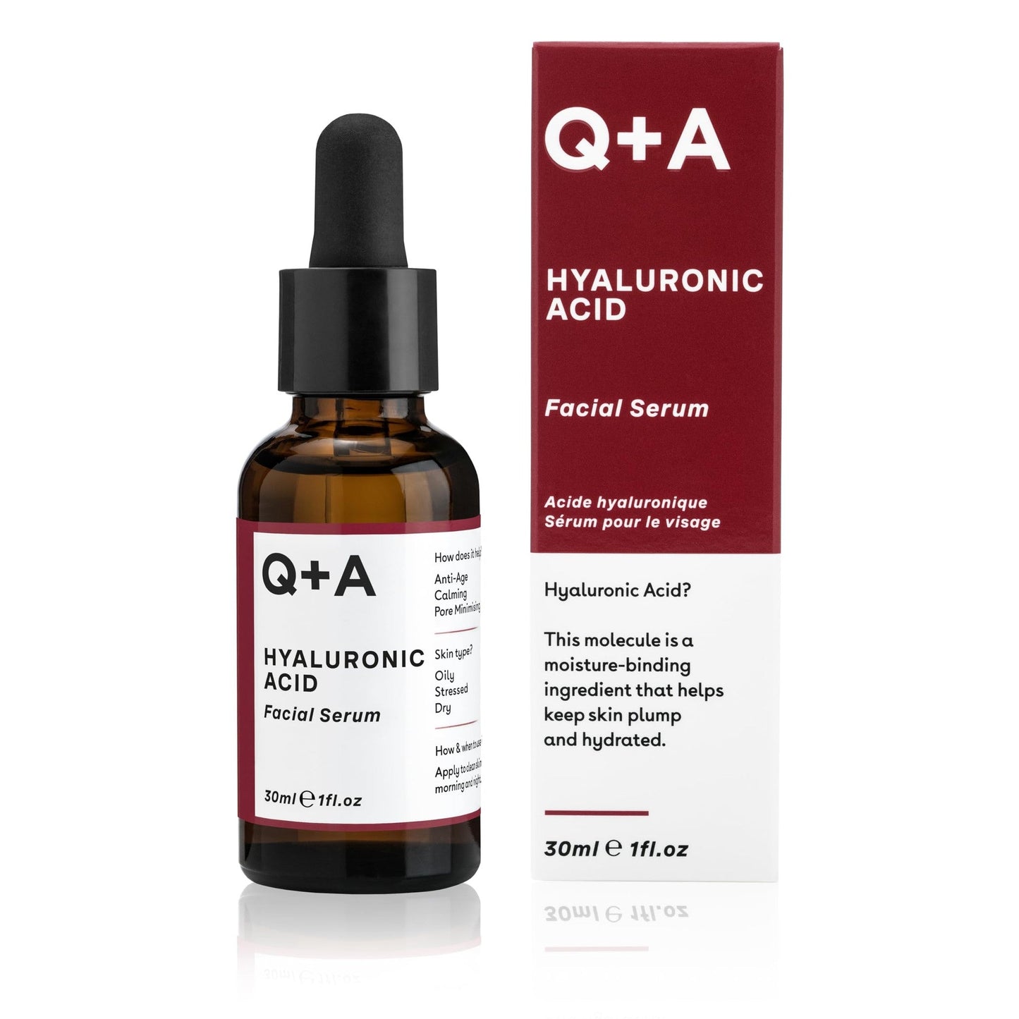 Q+A Hyaluronic Acid Facial Serum (30ml), Natural Hydrating Face Serum, for Plump Skin, Anti Ageing, Fragrance Free, Delivers Deep, Lasting Hydration, Rehydrates and Softens the Skin - Medaid International