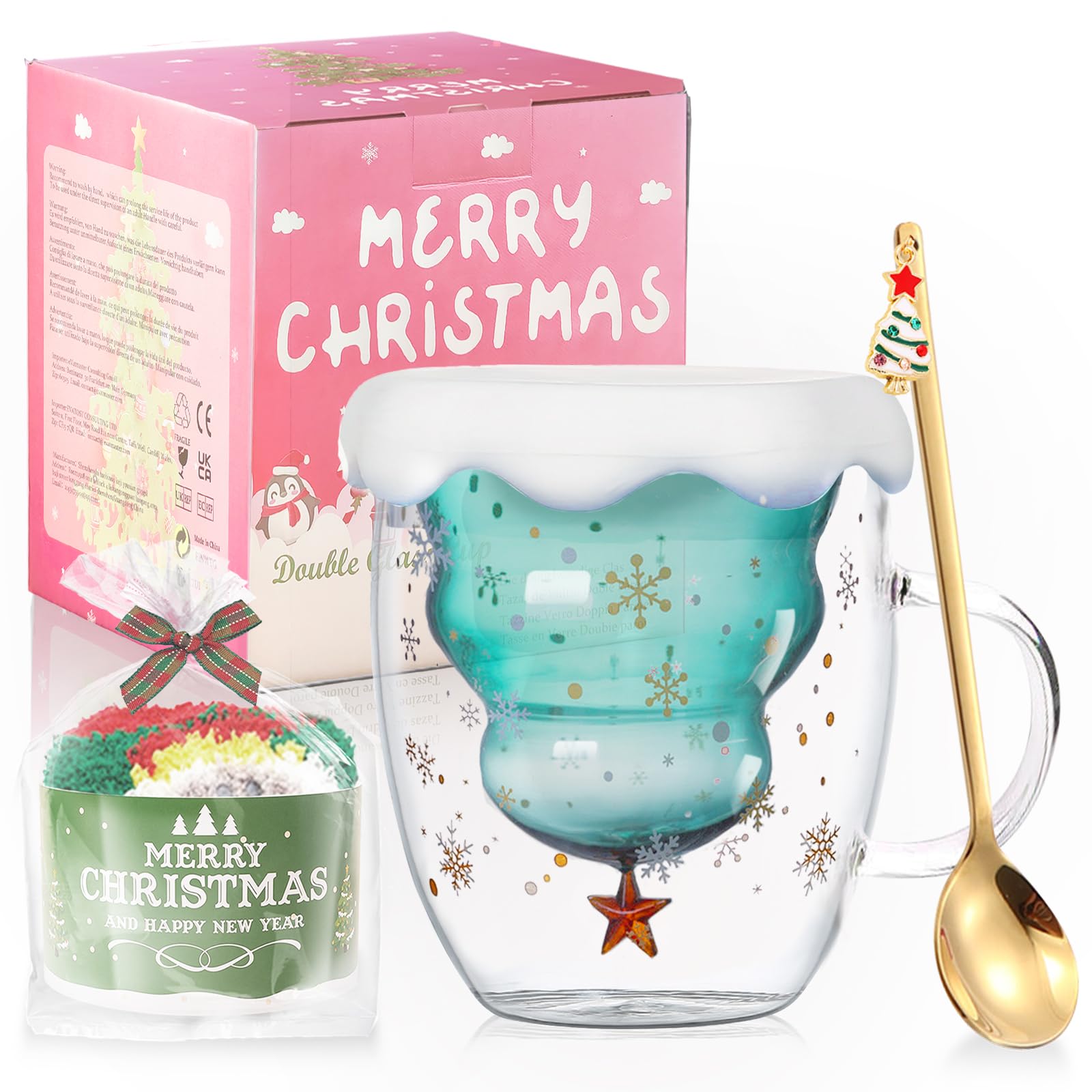Binoster Cute Mugs Christmas Coffee Mug, Tea Cup, Milk Cup Glasses Double Wall Insulated Glasses Espresso Cup, Best Christmas for Women,Men,Kid, Office and Personal - Medaid International