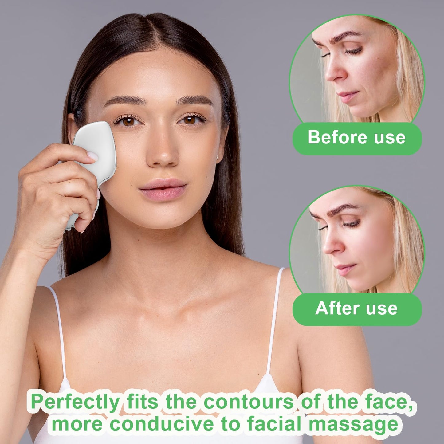 Yuanchu Gua Sha Stone, Gua Sha Stainless Steel Facial Tools Beauty Scraping Massage Tool Jaw Shaping Swelling Reduction Skin Care Gift Women Lines Face Lifting Improvement Fine - Medaid International