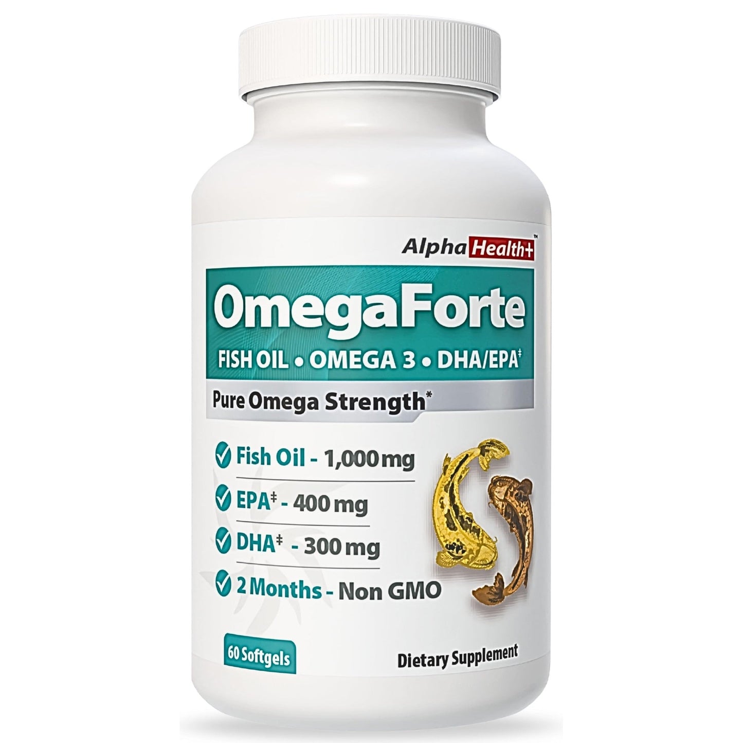 OmegaForte Naturals Omega-3 Fish Oil Supplement – 1000mg Fish Oil, 400mg EPA & 300mg DHA – Burpless Softgels: Heart, Brain, Joint, Eye & Immune Health – High Potency Omega 3 for Men & Women – 60 caps - Medaid International
