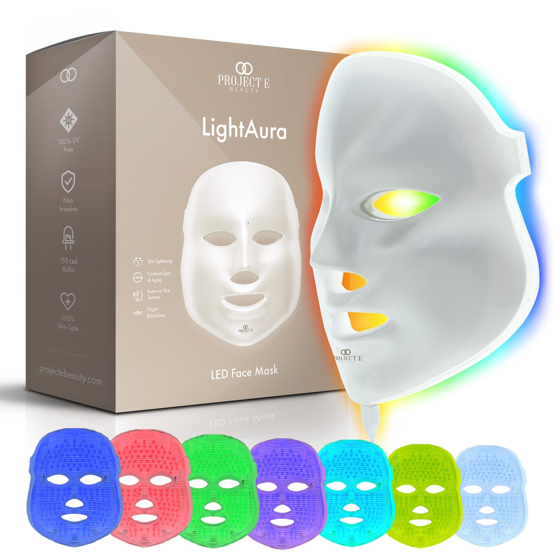 Project E Beauty Skin Rejuvenation Photon Mask | LED Face Mask Light Therapy Red Blue Light Anti-Aging Wrinkle Spa Facial Treatment Home Skincare Mask - Medaid International