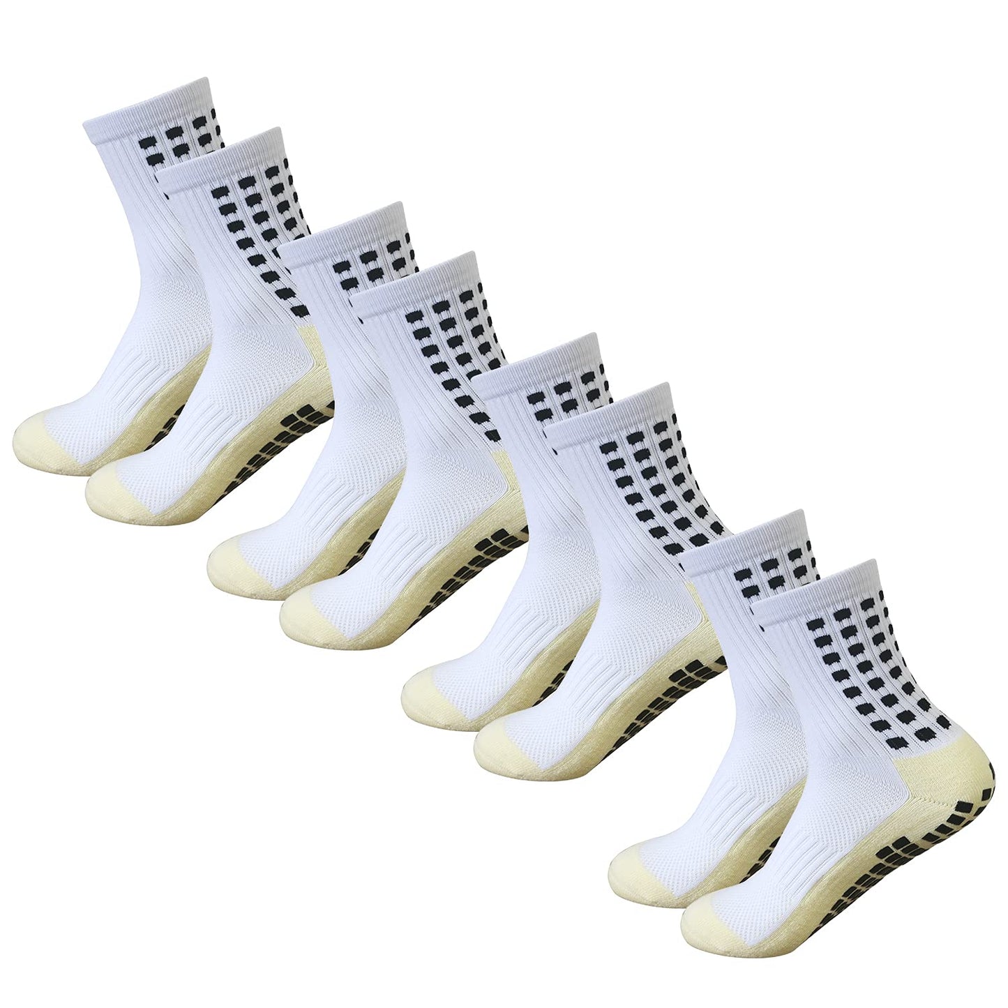 Yufree 4 Pairs Mens Grip Soccer Socks Non Slip Grippy Women Socks for Football Basketball Sports - Medaid International