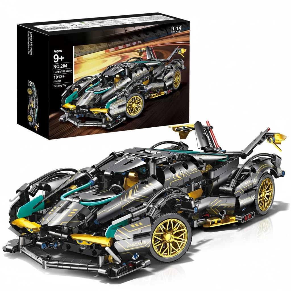 KASTWAVE Technic Sports Car Building Set - 1:14 MOC Lambo V12 Speed Champions Racing Model Vehicle for Boys or Adults 10-14+ Years (1012 Pieces)