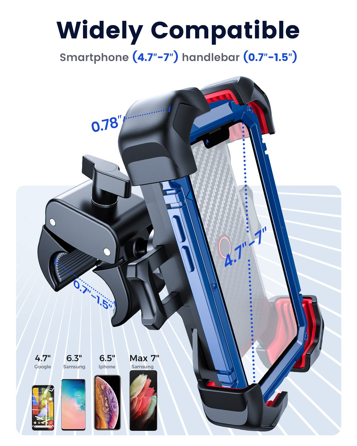 JOYROOM Motorcycle Phone Mount, [1s Auto Lock][100mph Military Anti-Shake] Bike Phone Holder for Bicycle, [10s Quick Install] Handlebar Phone Mount, Compatible with iPhone, Samsung, All Cell Phone - Medaid International