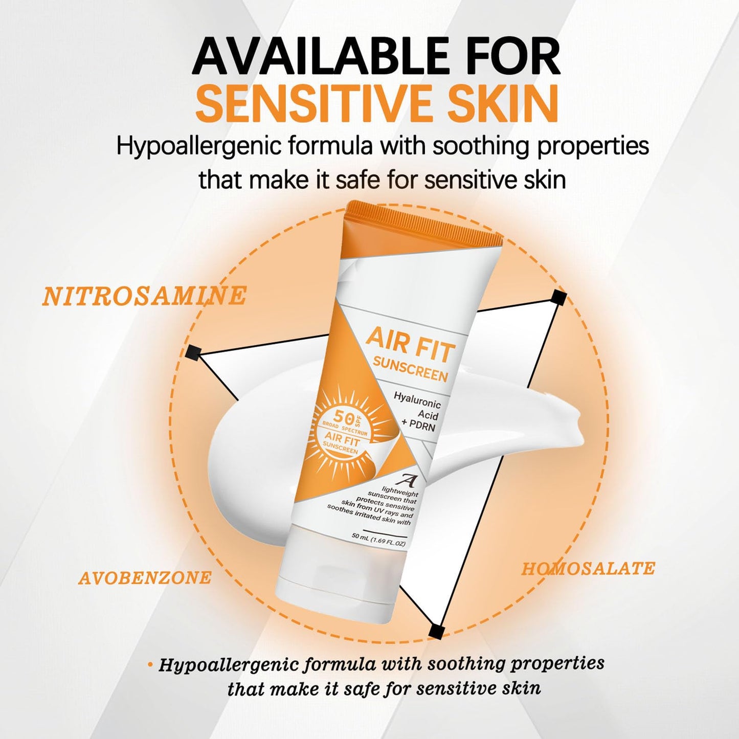 Air Fit Sunscreen Korean SPF 50 - Face & Body Sunscreen with Hyaluronic Acid, Lightweight, Non-Greasy, Moisturizing Sun Cream, Broad Spectrum UVA/UVB Protection (1) - Medaid International