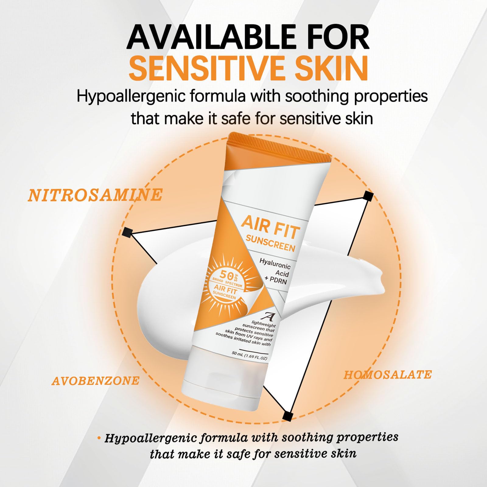 Air Fit Sunscreen Korean SPF 50 - Face & Body Sunscreen with Hyaluronic Acid, Lightweight, Non-Greasy, Moisturizing Sun Cream, Broad Spectrum UVA/UVB Protection (1) - Medaid International