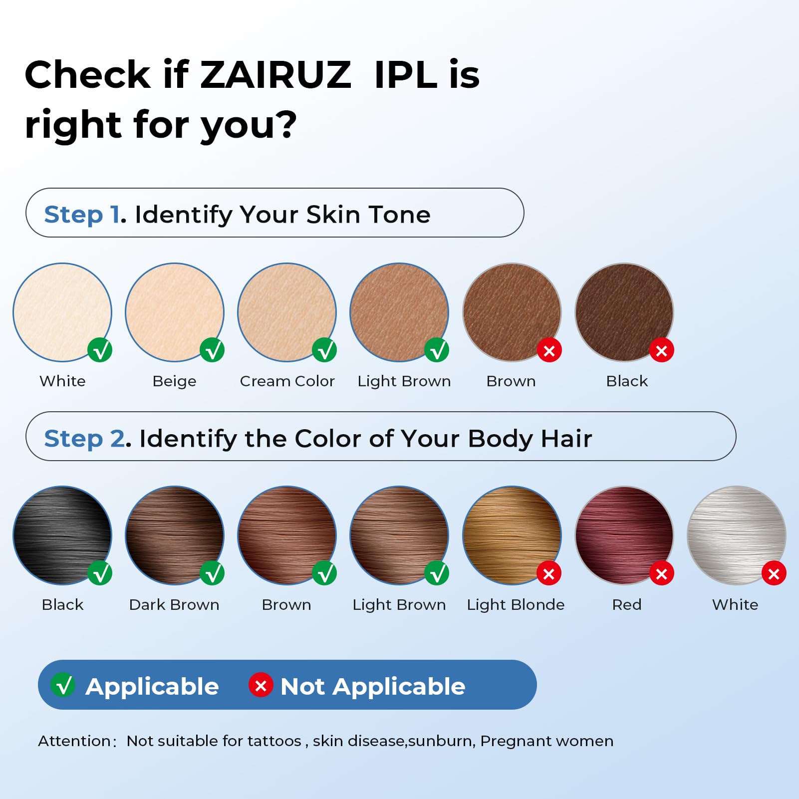 Laser Hair Removal for Women & Men - ZAIRUZ IPL Laser Hair Removal Device with Painless 5℃ Ice Cooling, 3 in 1 at-Home Permanent Hair Remover for Face, Body, Bikini - Medaid International