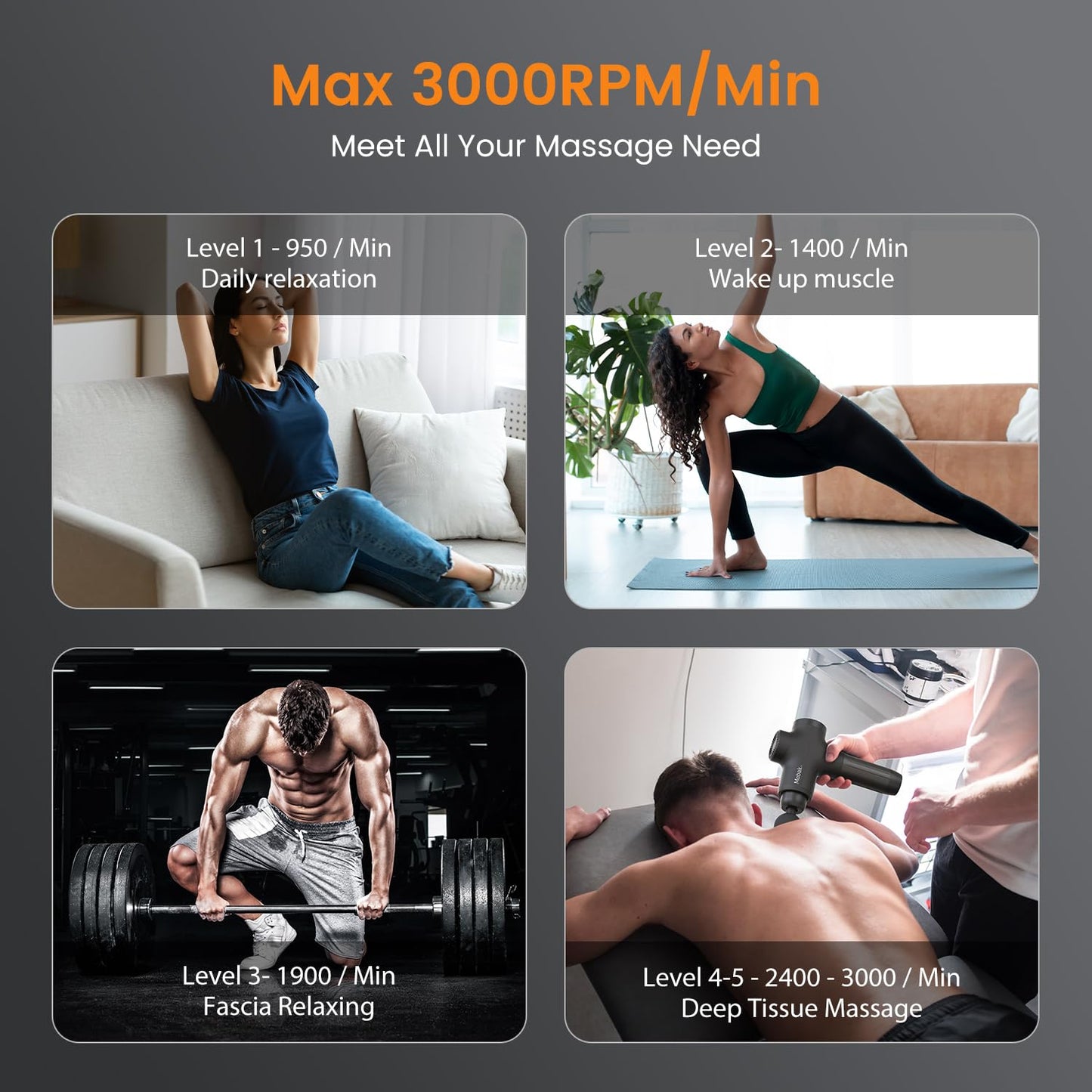Mebak 3 Massage Gun, Massage Gun Deep Tissue for Athletes, Professional Muscle Percussion Massager, Massager for Shoulder Leg Back Body Pain Relief, Quiet Portable Sport Tool, Gifts for Him - Medaid International