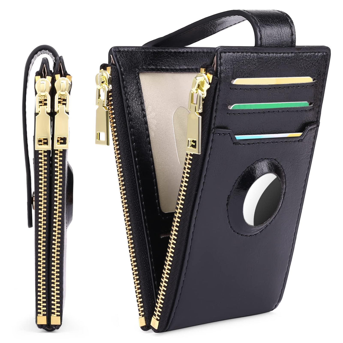 KASTWAVE Womens AirTag Wallet Genuine Leahter Bifold Credit Card Holder, Wallet Bifold Multi Card Case, Luxury Leather Pocket Wallet, with Built-in Integrated Case for AirTag