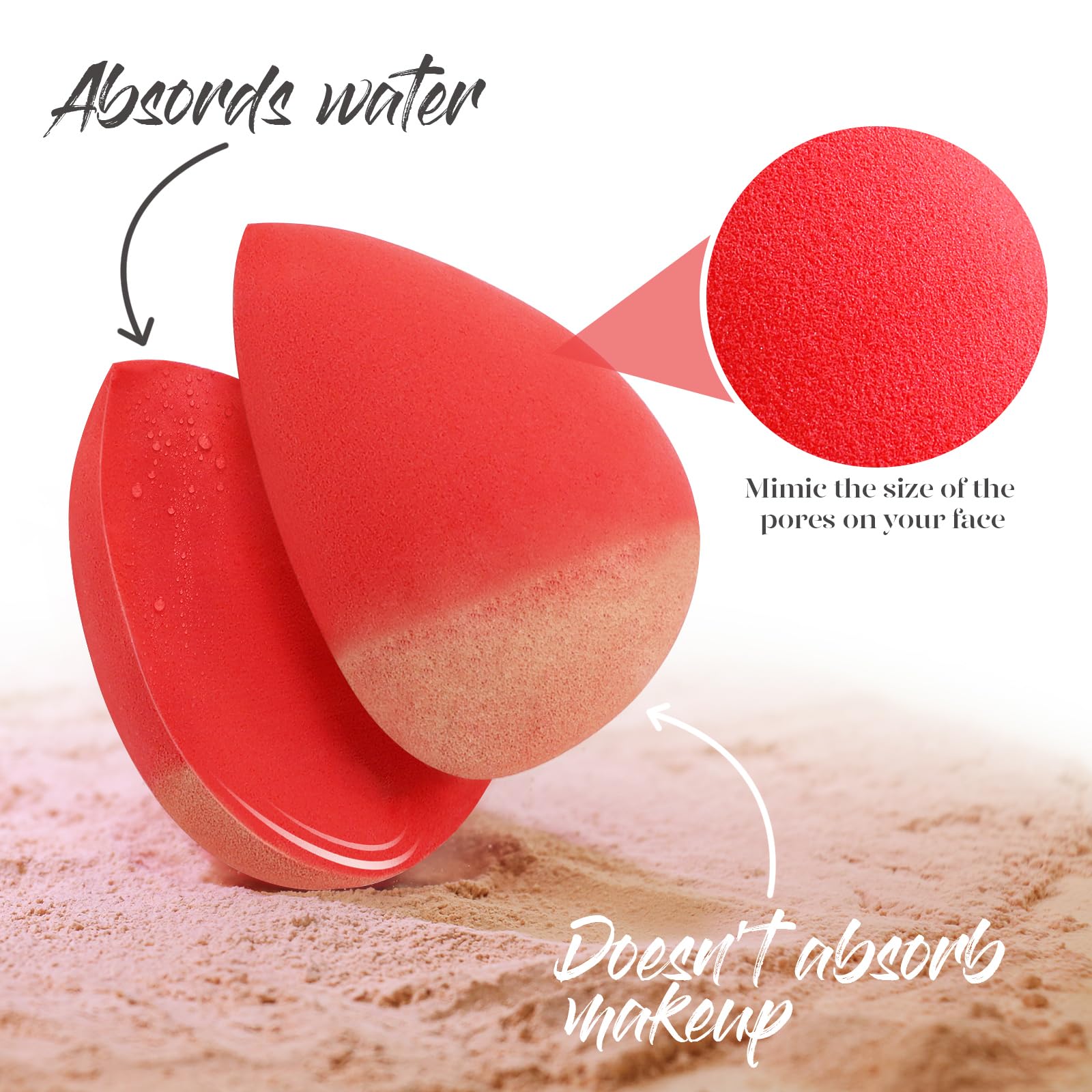 BEAKEY Makeup Sponge Set 5 Pack Micro Porous Low Absorption Soft Latex Free Foundation Beauty Sponges & Blenders for Powder Cream, Stocking Stuffers for Women - Medaid International