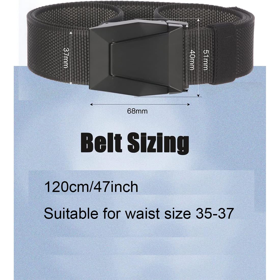 TERRIFI Nylon Stretch Belt for Men - Elastic Tactical Golf Belt, Hiking Rigger Webbing Work Belt With Heavy Duty Quick Release Buckle, Jeans Woven Elastic