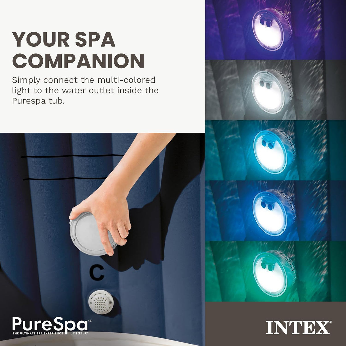 Intex B01NBYH7O8 PureSpa Battery Multi-Colored LED Light for Bubble Spa Hot Tub J, Multicolor