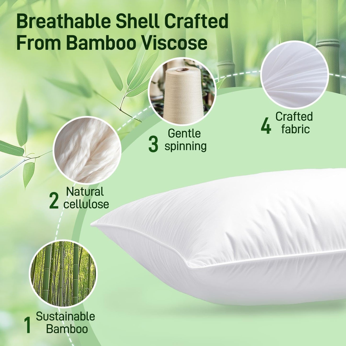 Hypoallergenic Bamboo Viscose Shell, Soft Bed Pillows King Size Set of 2 with Down Alternative Filling, Oeko-Tex Certified, Luxury Hotel Quality for Stomach, Back and Side Sleepers - Medaid International