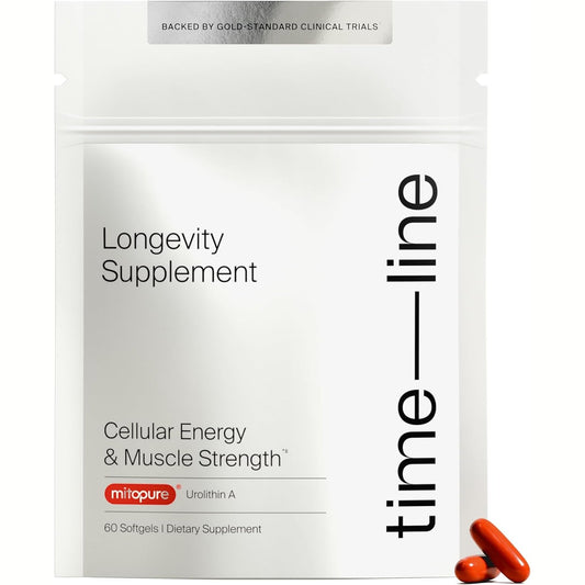Timeline Mitopure Urolithin A - Clinically Proven Supplement for Healthy Aging and Cellular Renewal - Anti-Aging Mitoceutical for Muscle Strength, Endurance and Longevity - 60 Softgels