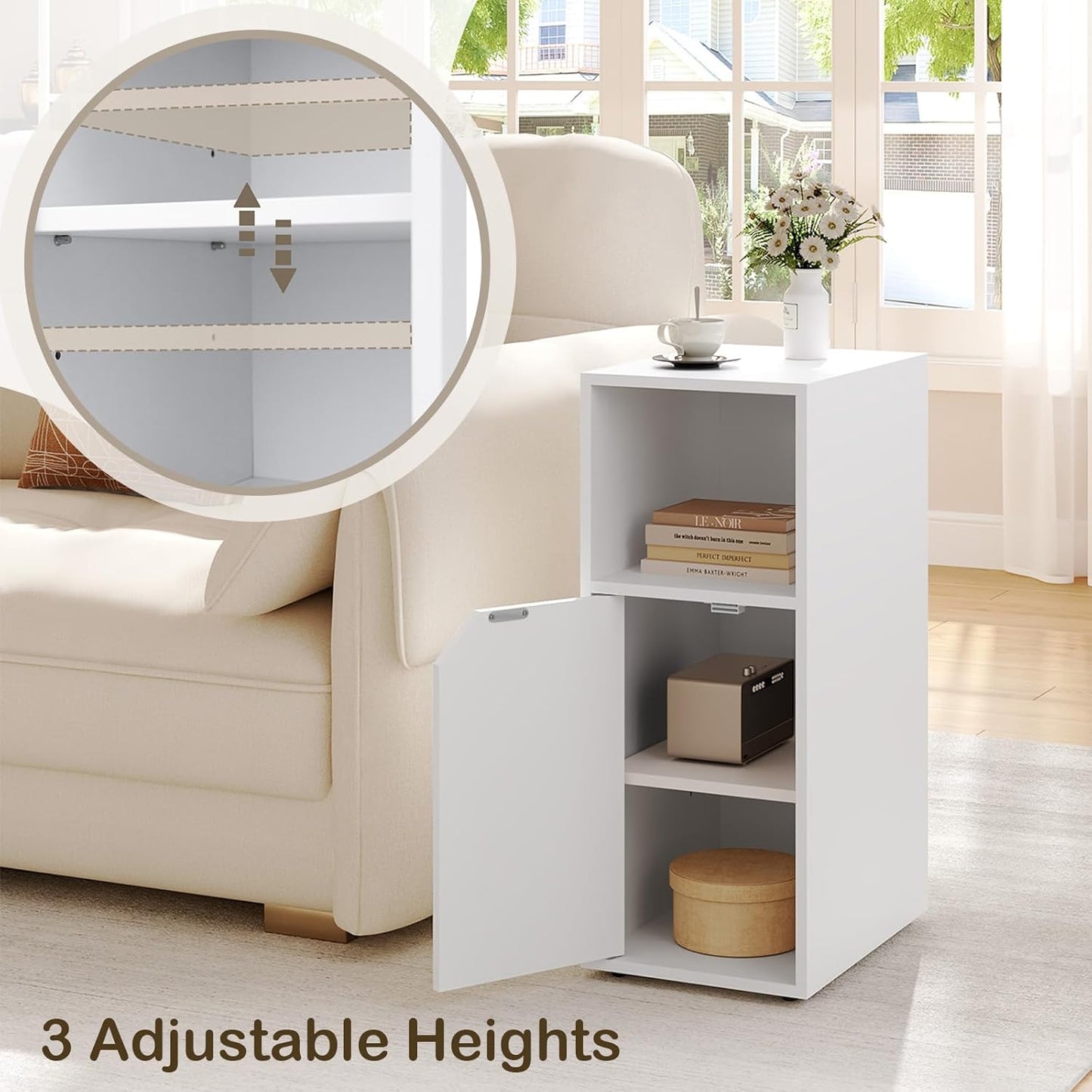 WOLTU Narrow Bedside Table (NTS16WS)