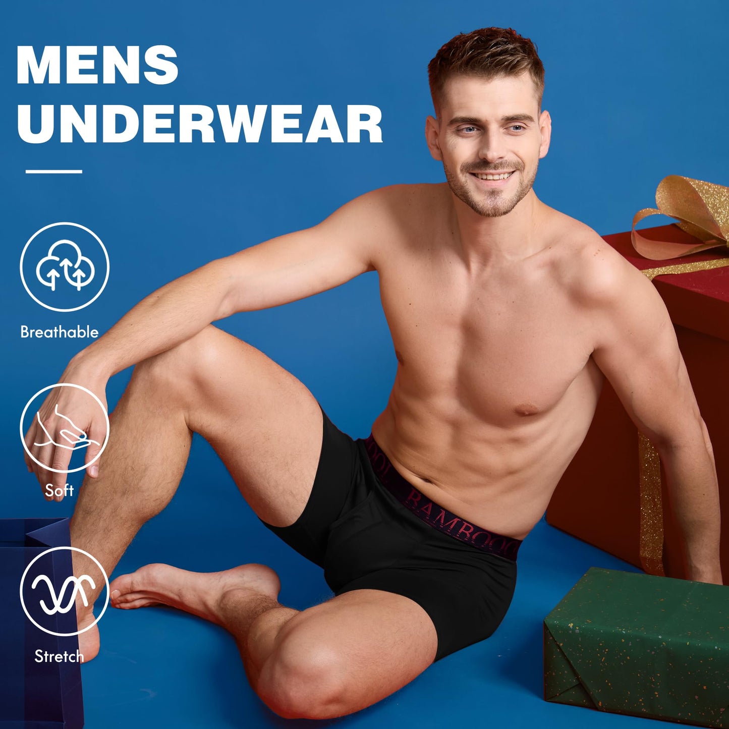 BAMBOO COOL Men's Ultra ComfortSoft Underwear, Moisture Wicking & Breathable No Ride Up Boxer Briefs with Fly, Multipack - Medaid International