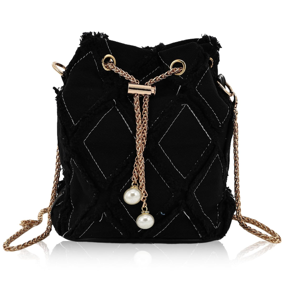 Denim Bucket Bag for Women, Drawstring Crossbody Purse, Jean Hobo Shoulder Bag, Versatile Handbag for Commuting, Shopping and Dating Occasions